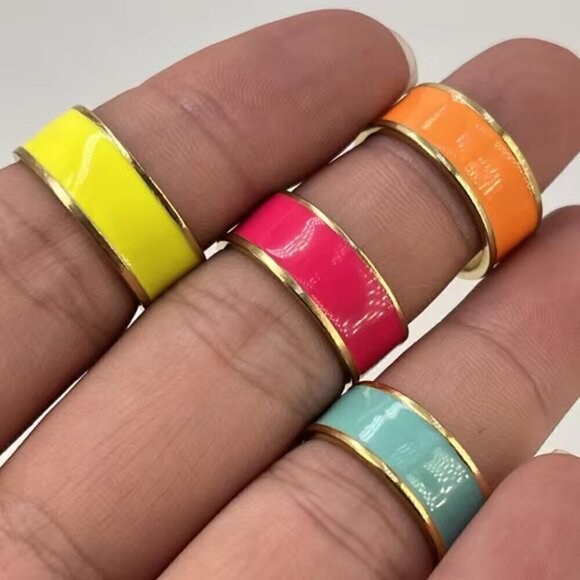 Enamel and Copper Adjustable Stackable Ring #1379 - Picture 4 of 12